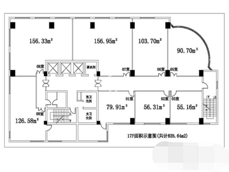 国旅大厦办公楼租金-写字楼平面图