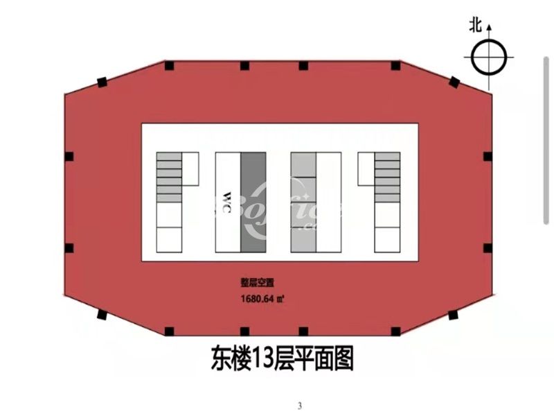 科技京城办公楼租金-写字楼平面图
