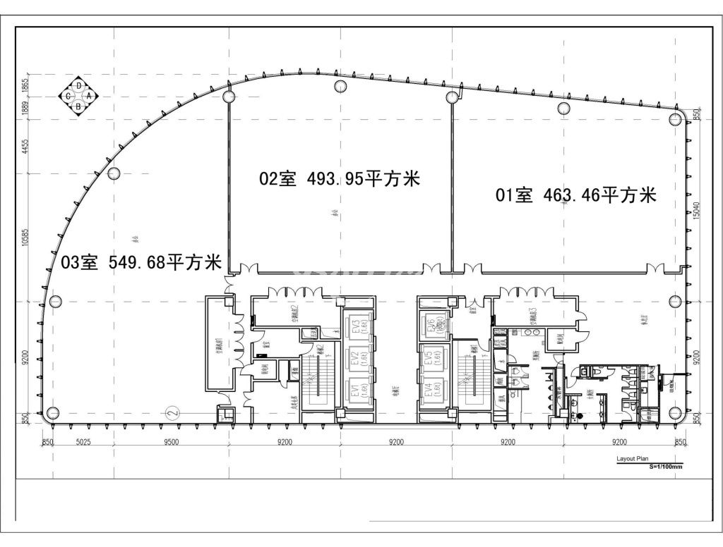 古北大厦（古北国际财富一期）办公楼租金-写字楼平面图 