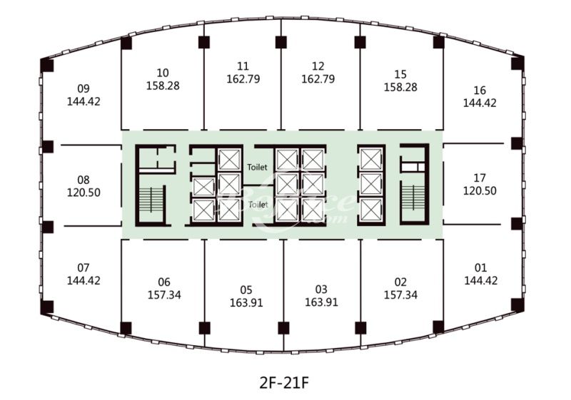 龙之梦雅士大厦办公楼租金-写字楼平面图 