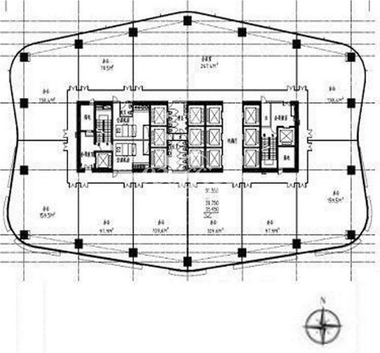 浦江国际金融广场办公楼租金-写字楼平面图