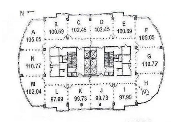 新上海城市广场办公楼租金-写字楼平面图